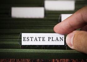 Estate plan file in a filing cabinet