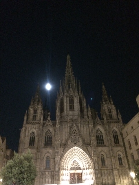Barcelona Cathedral moon