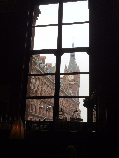 view from dining room St Pancras Hotel