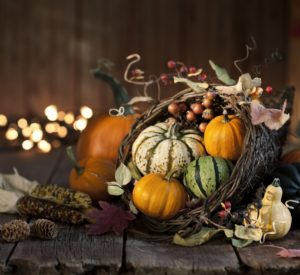 Thanksgiving autumn harvest pumpkin cornucopia