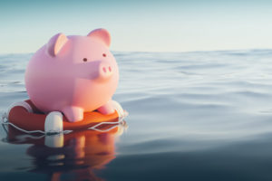 Piggy Bank On Lifebuoy, 3d Render