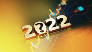 Investment And Finance Concept - Question Mark Sitting Inside Of 2022 On Yellow Financial Graph Background