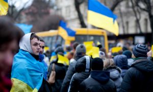 Ukrainian youth looking pro EU rally