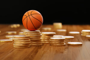 Money Gambling And Sports Betting Concept For Basketball