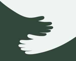 Artistic vector of hands in an embrace, symbolizing charity, empathy, and protection. Ideal for use in non-profit organization campaigns and advertisements. pro bono